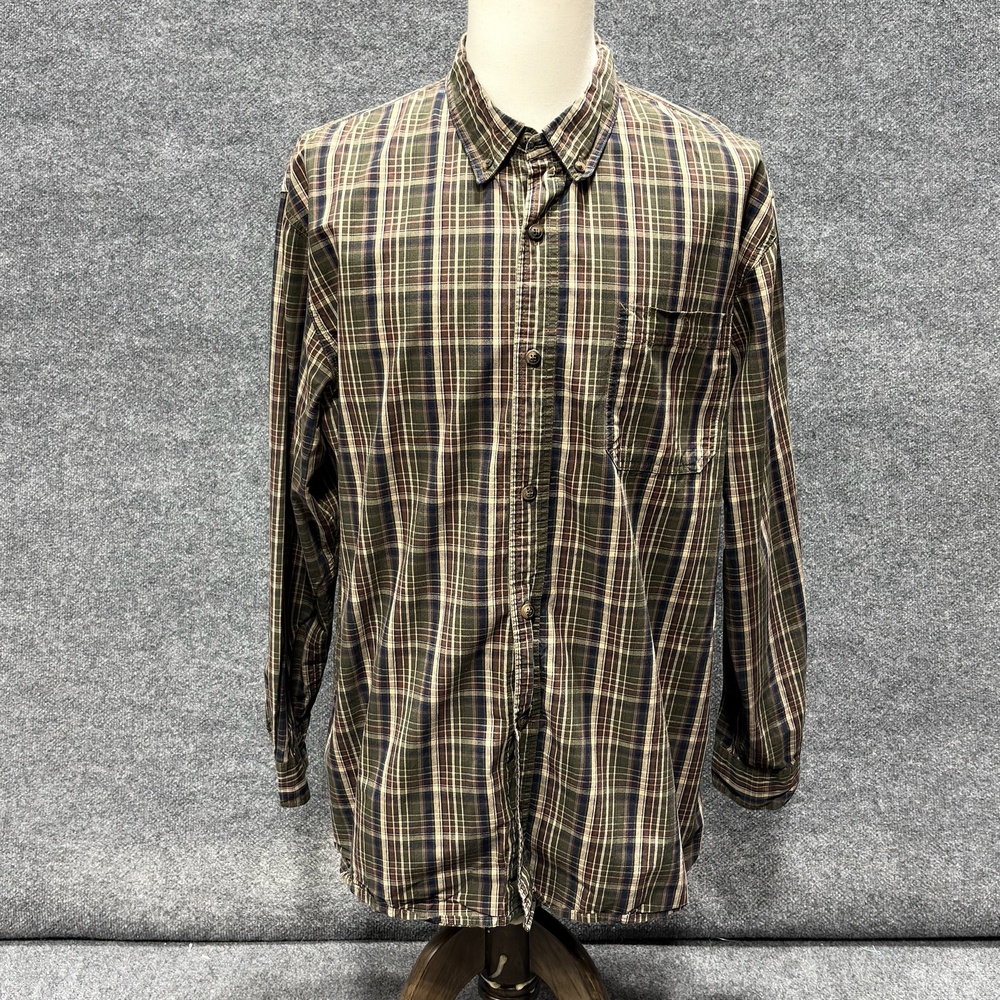 C.E. Schmidt Workwear Shirt Mens XLT Green Multicolor Plaid Button Down Cotton